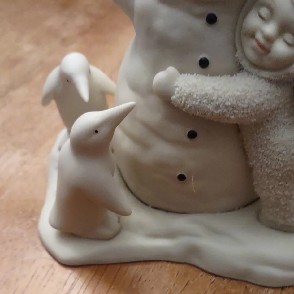 Department 56 Ivory Snowman with Child and Penguins 